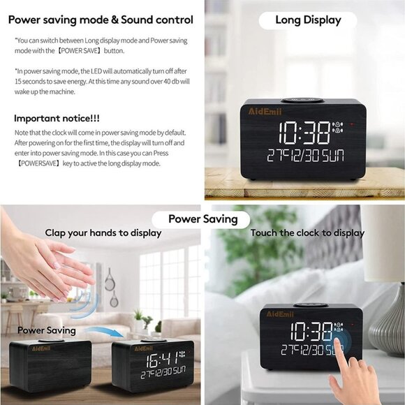 Digital Alarm Clock with Wireless Charging 10W Fast Charging LED Time Display - Picture 5 of 7